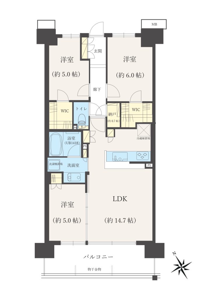 【間取り】3LDK+納戸