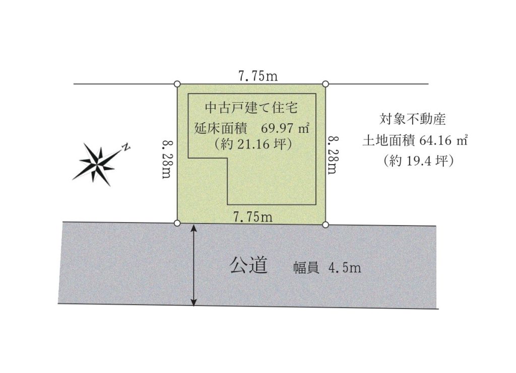 【区画図】閑静な住宅街にある整形地。南西向きで日当り良好です。