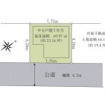 【区画図】閑静な住宅街にある整形地。南西向きで日当り良好です。