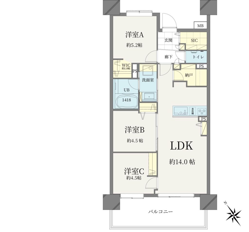 【間取り】3LDK+WIC+SIC+納戸