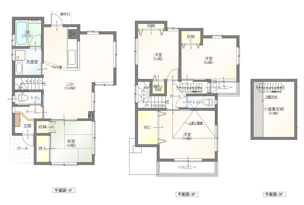 【間取り】4LDK+小屋裏収納（6帖）