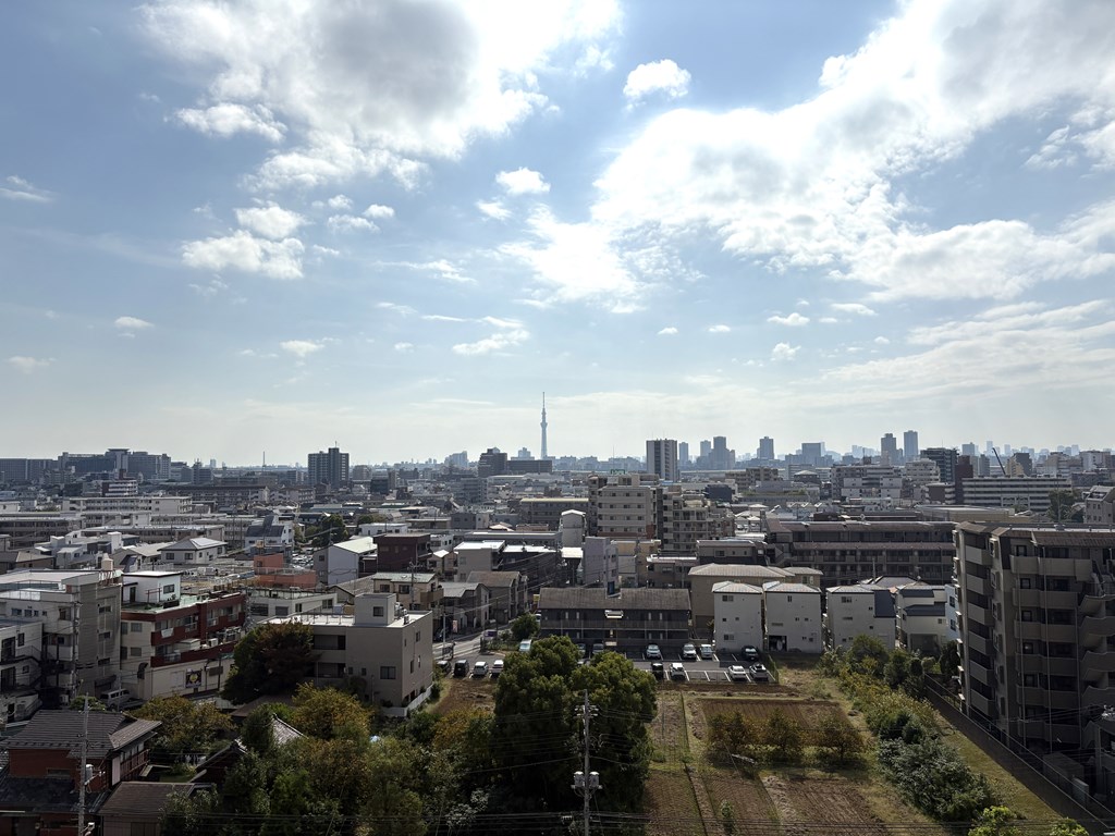 【眺望】 バルコニーからの眺望。目の前に広い空を感じることができます。ぜひ現地で確認してほしいポイントです。
