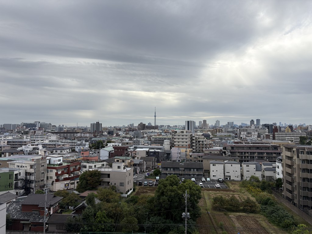 【眺望】 バルコニーからの眺望。目の前に広い空を感じることができます。ぜひ現地で確認してほしいポイントです。